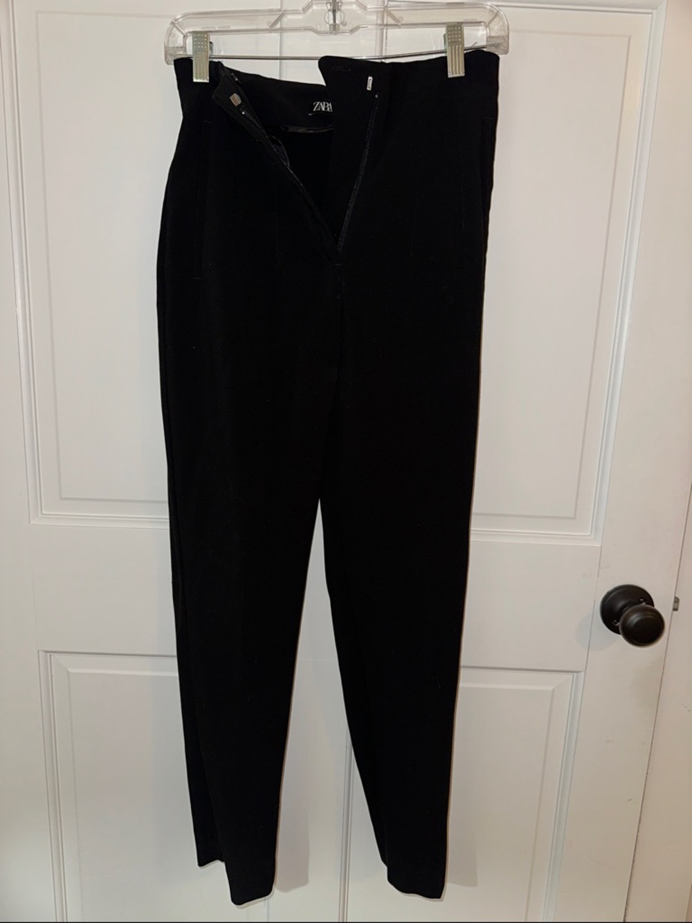 Zara Black High-Waist Tapered Dress Pants